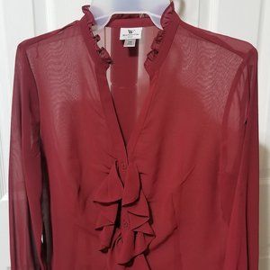 Maroon Women's sheer top